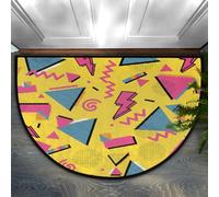 Drekrid Zerbino a mezzo cerchio, stile retrò anni '80, geometrico assorbente, antiscivolo, semicircolare, morbido, carino, lavabile, per camera da letto, cucina, bagno, 90 x 60 cm