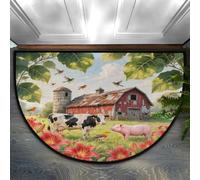 Drekrid Zerbino a mezzo cerchio, stile rustico, assorbente, antiscivolo, semicircolare, lavabile, per cucina, WC, comodino, 90 x 60 cm