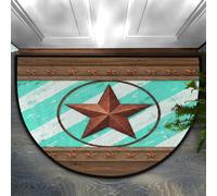 Drekrid Zerbino a mezzo cerchio, stile rustico, con stella di fienile, assorbente, antiscivolo, semicircolare, morbido, lavabile, per cucina, bagno, camera da letto, 90 x 60 cm