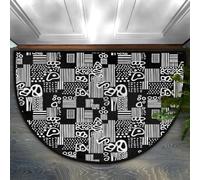 Drekrid Zerbino a mezzo cerchio, stile vintage, astratto, assorbente, antiscivolo, morbido, semicircolare, lavabile, per cucina, bagno, camera da letto, 90 x 60 cm