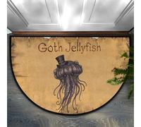 Drekrid Zerbino a mezzo cerchio, stile vintage, gotico, con meduse, assorbente, antiscivolo, semicircolare, morbido, lavabile, per cucina, bagno, camera da letto, 90 x 60 cm