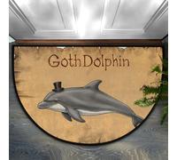 Drekrid Zerbino a mezzo cerchio, stile vintage, gotico, delfino, assorbente, antiscivolo, semicircolare, morbido, lavabile, per cucina, bagno, camera da letto, 90 x 60 cm