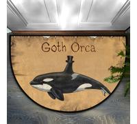 Drekrid Zerbino a mezzo cerchio, stile vintage, gotico, orca, assorbente, antiscivolo, semicircolare, lavabile, per cucina, bagno, camera da letto, 90 x 60 cm