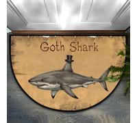 Drekrid Zerbino a mezzo cerchio, stile vintage, gotico, squalo, assorbente, antiscivolo, semicircolare, lavabile, per cucina, bagno, camera da letto, 90 x 60 cm