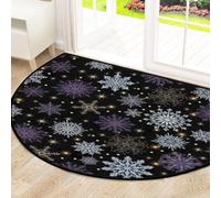 Drekrid Zerbino a semicircolare grande, con fiocco di neve, lavabile, antiscivolo, semicircolare e assorbente, per cucina, bagno, camera da letto, 160 x 100 cm