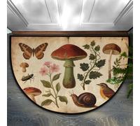 Drekrid Zerbino a semicircolo a mezzo cerchio, stile retrò, lavabile, antiscivolo, semicircolare, assorbente, carino, per interni, cucina, camera da letto, lavanderia, bagno, 60 x 90 cm