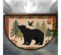 Drekrid Zerbino a semicircolo a mezzo cerchio, stile retrò, lavabile, antiscivolo, semicircolare, assorbente, carino, per interni, cucina, camera da letto, lavanderia, bagno, 60 x 90 cm