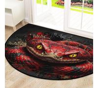 Drekrid Zerbino grande a semicircolare - Tappeto a forma di serpente rosso, assorbente, antiscivolo, semicircolare - grazioso tappeto semicircolare morbido lavabile per cucina, bagno, camera da letto