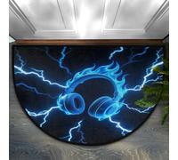 Drekrid Zerbino semicircolare a mezzo cerchio, con occhi di drago, lavabile, antiscivolo, semicircolare, assorbente, carino, per interni, cucina, lavanderia, camera da letto, bagno, 60 x 90 cm