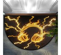 Drekrid Zerbino semicircolare a mezzo cerchio, con occhi di drago, lavabile, antiscivolo, semicircolare, assorbente, carino, per interni, cucina, lavanderia, camera da letto, bagno, 60 x 90 cm