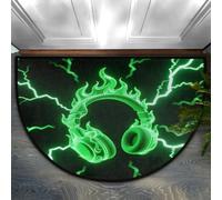 Drekrid Zerbino semicircolare a mezzo cerchio, con occhi di drago, lavabile, antiscivolo, semicircolare, assorbente, carino, per interni, cucina, lavanderia, camera da letto, bagno, 60 x 90 cm