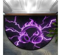 Drekrid Zerbino semicircolare a mezzo cerchio, con occhi di drago, lavabile, antiscivolo, semicircolare, assorbente, carino, per interni, cucina, lavanderia, camera da letto, bagno, 60 x 90 cm