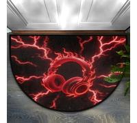 Drekrid Zerbino semicircolare a mezzo cerchio, con occhi di drago, lavabile, antiscivolo, semicircolare, assorbente, carino, per interni, cucina, lavanderia, camera da letto, bagno, 60 x 90 cm