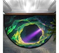 Drekrid Zerbino semicircolare a mezzo cerchio, verde, misteriosa, lavabile, antiscivolo, semicircolare per interni, cucina, camera da letto, lavanderia, bagno, 60 x 90 cm