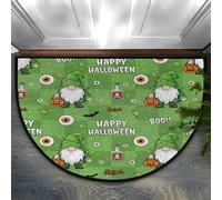 Drekrid Zerbino semicircolare a semicircolo con gnomi felici di Halloween, antiscivolo, assorbente, semicircolare, lavabile, per bagno, cucina, lavanderia, camera da letto, 90 x 60 cm