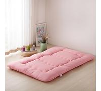 Dremdo Futon Pavimento Materasso, Imbottito Giapponese Pavimento Materasso Trapuntato Letto Materasso Topper, Extra Spessore Pieghevole Sleeping Pad,Rosa,150x200cm