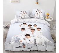 DREMDO Set Biancheria da Letto 2Pezzi 3Pezzi Camuffare BTS Set Copripiumino Stampa Digitale HD con Federa Microfibra Spazzolata (Color : J, Size : Single(135 * 200cm))