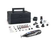 Dremel 8240 - Attrezzo rotante a batteria, 12 V, 2 Ah, set di attrezzi multifunzione con 2 batterie, 5 attacchi su e giù, 1 Dremel BOX, 65 accessori per tagliare, incisione, levigatura, lucidatura