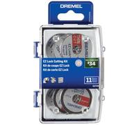 Dremel EZ728-01 EZ Lock - Set di accessori per dischi rotanti, dischi da taglio per plastica, metallo e tagli sottili, set di accessori assortiti, 11 pezzi