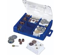 Dremel SC725 EZ SpeedClic set da 70 accessori con cambio rapido senza chiave per taglio, molatura e pulizia su vari materiali.