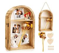 Dremisland Cornice portafoto 3D da riempire con fiori, grande scatola d'ombra, con porta a battente, in legno profondo 3D, cornice portafoto per medaglie, fiori, foto