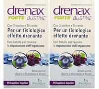 Drenax Forte Bustine Stick Pack 15 bustine confezione - Gusto Mirtillo e Uva - 02695 Effetto Drenante (Confezione da 2)