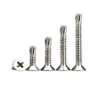 Dreneco Viti Autoperforanti Viti per Lamiera Autoperforante Viti a Testa Piatta a Croce in Acciaio Inox, M5.5×19mm,20 pcs