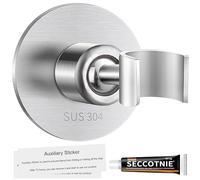 Drenky Supporto Soffione Doccia con Colla Forte, Supporto Doccia Senza Foratura Acciaio Inox 304 Porta Soffione Doccia Universale a 360° Regolabile Staffa Supporto Doccia Muro, Argento