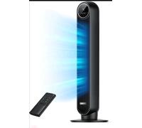 Dreo 20dB Ventilatore a Torre Silenzioso, Potente 7.6 m/s, Ventilatori a Colonna con Telecomando, 4 Modalità, 4 Velocità, Oscillazione a 90°, Timer da 1 a 8 ore, Schermo LED, per la Camera da Letto
