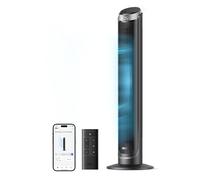 DREO Smart Ventilatore a Torre Silenzioso, Oscillazione a 90°, Ventilatore con Telecomando per Camera da Letto, 7.9m/s, 5 Livelli, 4 Modalità, Touch/Telecomando/App & Vocale, Alexa, 12H Timer, Argento