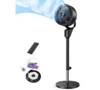 DREO Ventilatore a Piantana Silenzioso 25dB, Oscillazione Orizzontale Automatica 80°, 3 Velocità, Portata fino a 24m, Potente con Telecomando, Inclinazione Verticale Manuale 90°, Timer 6 Ore