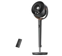 DREO ventilatore a piantana ultra silenzioso con telecomando, ventilatore 20 dB con motore CC, oscillazione 120°, 3 modalità, altezza regolabile 94-107 cm, ventilatore da pavimento TurboPoly™ 512