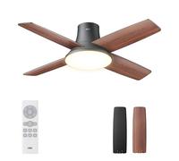 Dreo ventilatore a soffitto silenzioso con luce LED, 112 cm, reversibile, 5CCT, 6 velocità, facile da installare, timer, montaggio a superficie, controllo remoto