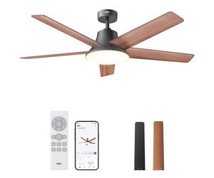 DREO Ventilatore a Soffitto Smart 132 cm, Luce LED con Tonalità Regolabili e Dimmerabile, 12 Velocità, 3 Modalità, Timer 12h, Motore DC Silenzioso, con Telecomando/APP/Alexa