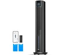 DREO Ventilatore a torre con raffreddamento ad acqua, 110 cm, con raffreddamento ad acqua, silenzioso, 4 velocità, 4 modalità, controllo APP, sacco di ghiaccio, oscillazione 80°, timer 12 ore, nero