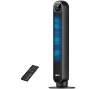 Dreo 20dB Ventilatore a Torre Silenzioso, Potente 7.6 m/s, Ventilatori a Colonna con Telecomando, 4 Modalità, 4 Velocità, Oscillazione a 90°, Timer da 1 a 8 ore, Schermo LED, per la Camera da Letto