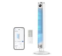 DREO Ventilatore a Torre Smart 554S, Ventilatore a Torre Regolabile 102-114cm per Camera, 8.4 m/s, Oscillazione 90°, Silenzioso 20 dB Dormire, 9 Velocità, 4 Modalità, Timer 12 h per Casa e Ufficio