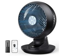 DREO ventilatore da tavolo intelligente 3D per camera, flusso d’aria potente 8,8 m/s, ultra silenzioso 22 dB, oscillazione 90°, controllo app e vocale, 9 velocità, timer 8/12 h per casa e ufficio.