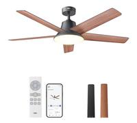 Dreo - Ventilatori da soffitto da 52 pollici con luci e telecomando, 6 velocità, motore CC reversibile silenzioso, 5 ventilatori da soffitto regolabili di temperatura di colore per camera da letto,
