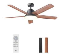 Dreo - Ventilatori da soffitto da 52 pollici con luci e telecomando, 6 velocità, motore CC reversibile silenzioso, 5 ventilatori da soffitto regolabili di temperatura di colore per camera da letto,
