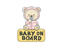 Dreothy Segnali per auto con scritta "Baby on Board", con simpatico orsetto animale, impermeabile, resistente ai raggi UV, segnaletica di sicurezza, facile da applicare per finestra o paraurti