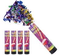 DRERIO 4 cannoni per coriandoli, 20 cm, piccoli, perfetti per feste, compleanni, carnevale, matrimoni ed eventi festivi