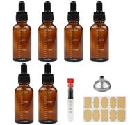 DRERIO Ambrato Bottiglie Contagocce Vetro 30 ml, 6 Pezzi Pipette Contagocce Vetro, Contenitori per viaggio,Olio Essenziale, Aromaterapia