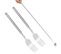 DRERIO Forchetta Telescopica, 2 pz 64,6 CM in acciaio inox lunga telescopio forcella allungabile forchetta da barbecue manico lungo forchetta per Tostatura Barbecue Cena Frutta Dessert