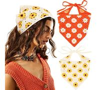 DRESHOW 2 Pezzi Bandana Capelli All'uncinetto Vintage Annodato Foulard Stampa Fragola Fascia Testa lavorato a Maglia per Donna&ragazze
