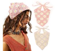 DRESHOW 2 Pezzi Bandana Capelli All'uncinetto Vintage Annodato Foulard Stampa Fragola Fascia Testa lavorato a Maglia per Donna&ragazze