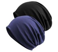 DRESHOW 2 Pezzi Berretto in Jersey Leggero Morbido da Donna, Slouchy Lungo Unisex per Sci e Notte