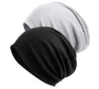 DRESHOW 2 Pezzi Berretto in Jersey Leggero Morbido da Uomo Donna, Berretto Slouchy, Berretto Lungo, Unisex Berretto Sci, Berretto da Notte
