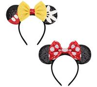 DRESHOW 2 Pezzi Cerchietto con Orecchie da Topo Fasce Orecchie da Topo Cerchietti Carnevale per Donna per Capelli Belle Orecchie da Topo Copricapo Decorazioni