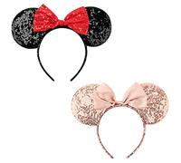 DRESHOW 2 Pezzi Cerchietto con Orecchie da Topo Fasce Orecchie da Topo Cerchietti Carnevale per Donna per Capelli Belle Orecchie da Topo Copricapo Decorazioni